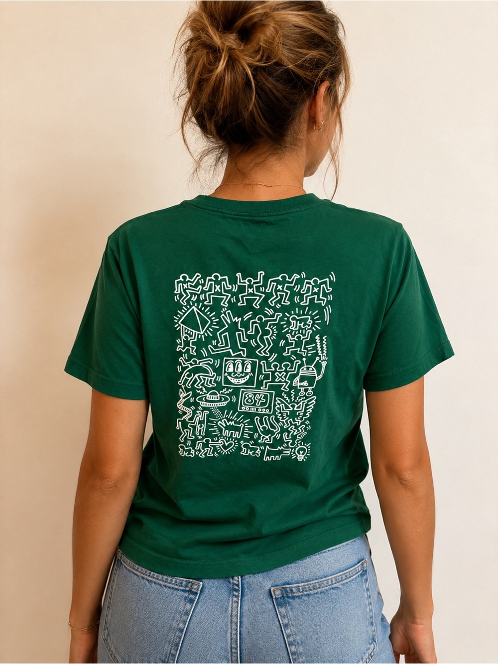 Uniqlo X Keith Haring Green Graphic Tee unisex small